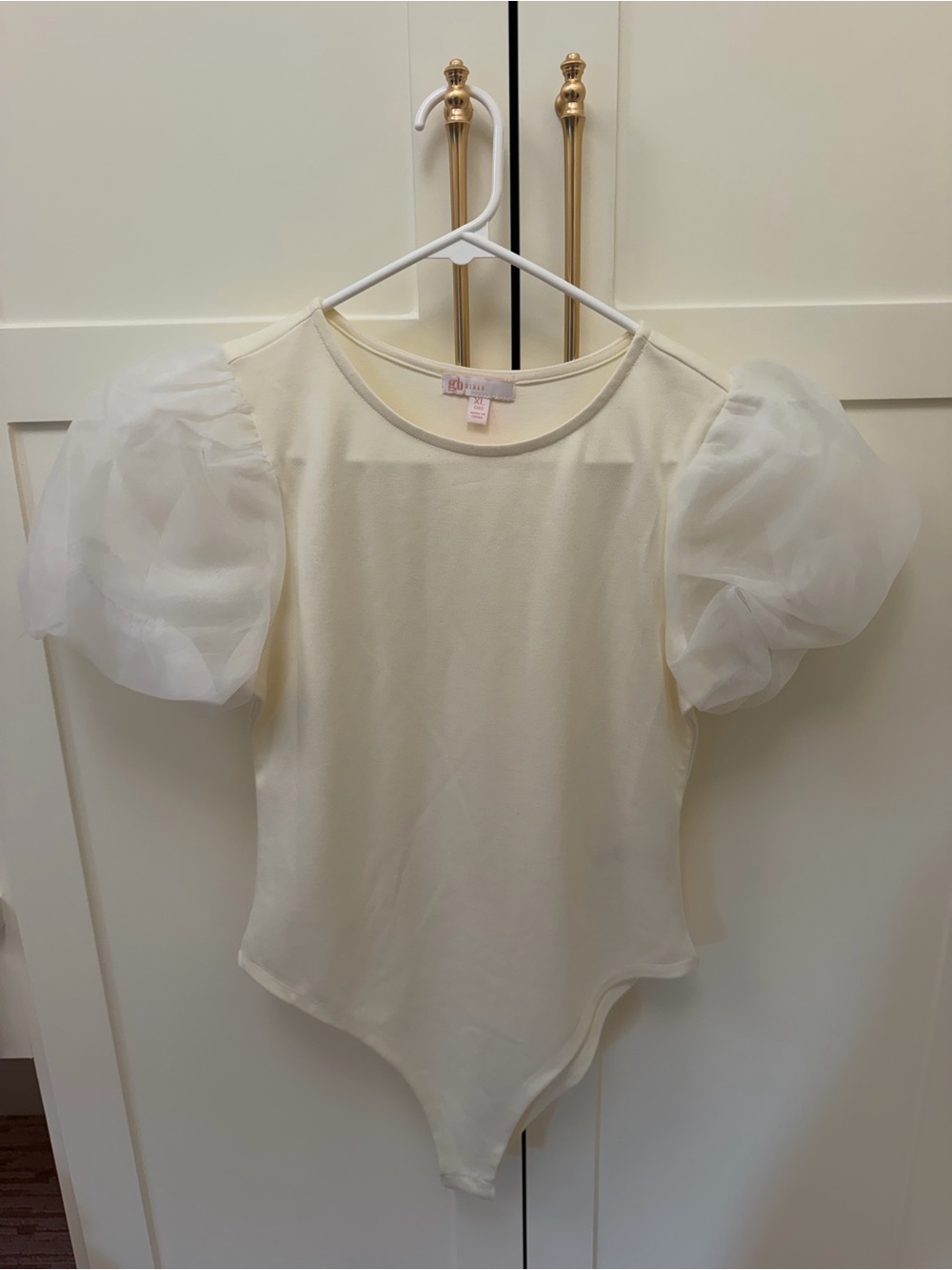 GB girls Cream Knit Top with Round Neck